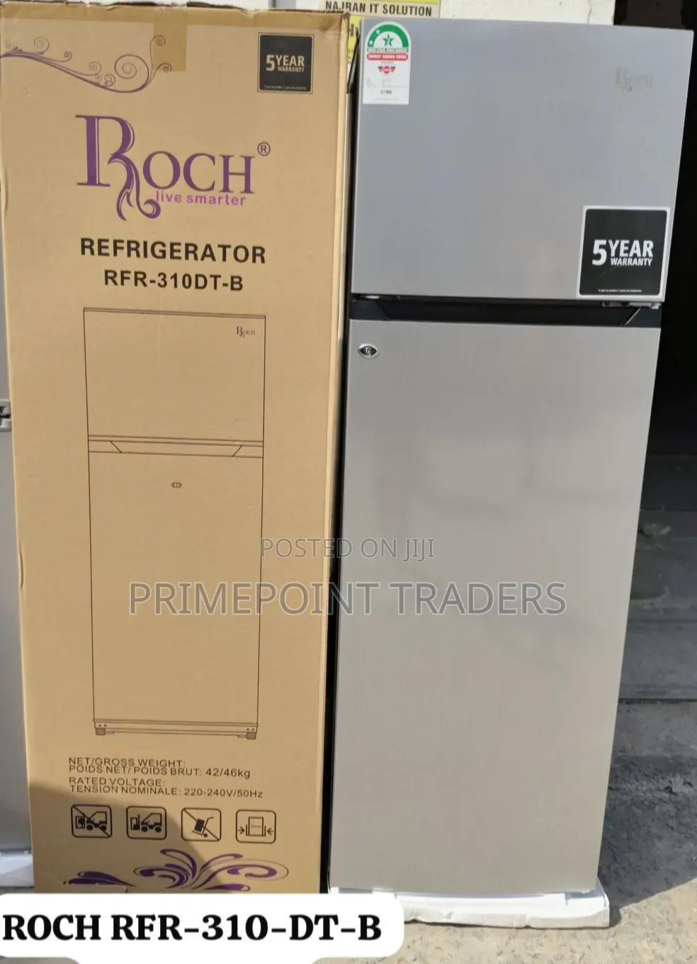 ROCH 248L Double Door Fridge – RFR-310DT-B | Large Storage Capacity