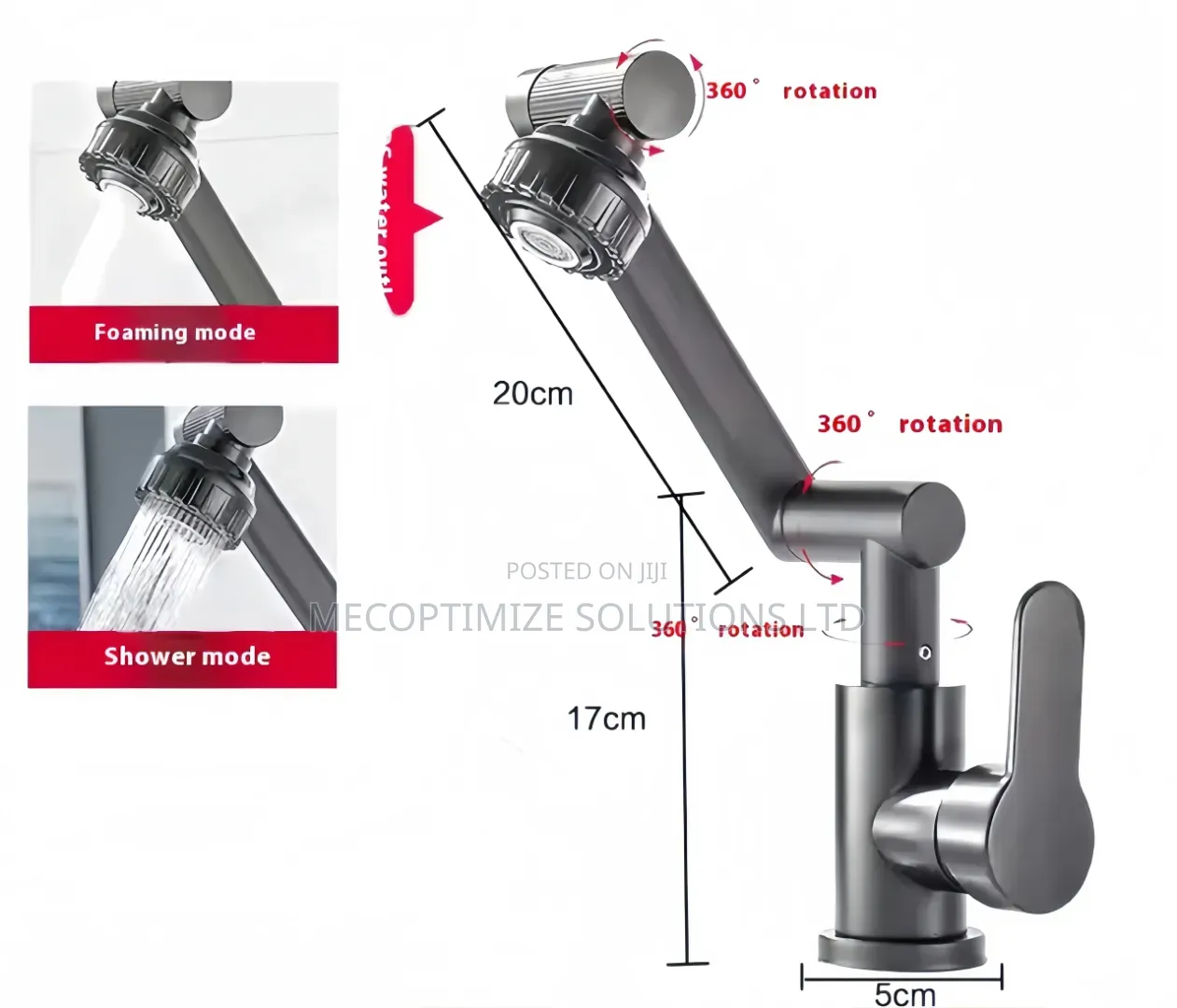 Gun Grey 1080° Rotatable Multifunctional Sprayer Modern Faucet