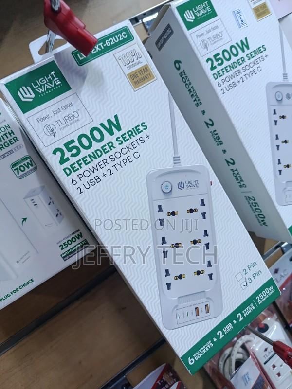 Lightwave-Ex62u2c-3p Extension Socket – 6 Way + 2 USB + 2 C Type 3 MTR