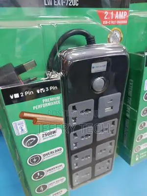 LW EXT 72U Extension Socket 3 Pin 7 Way With USB and Type C Fast 3 M