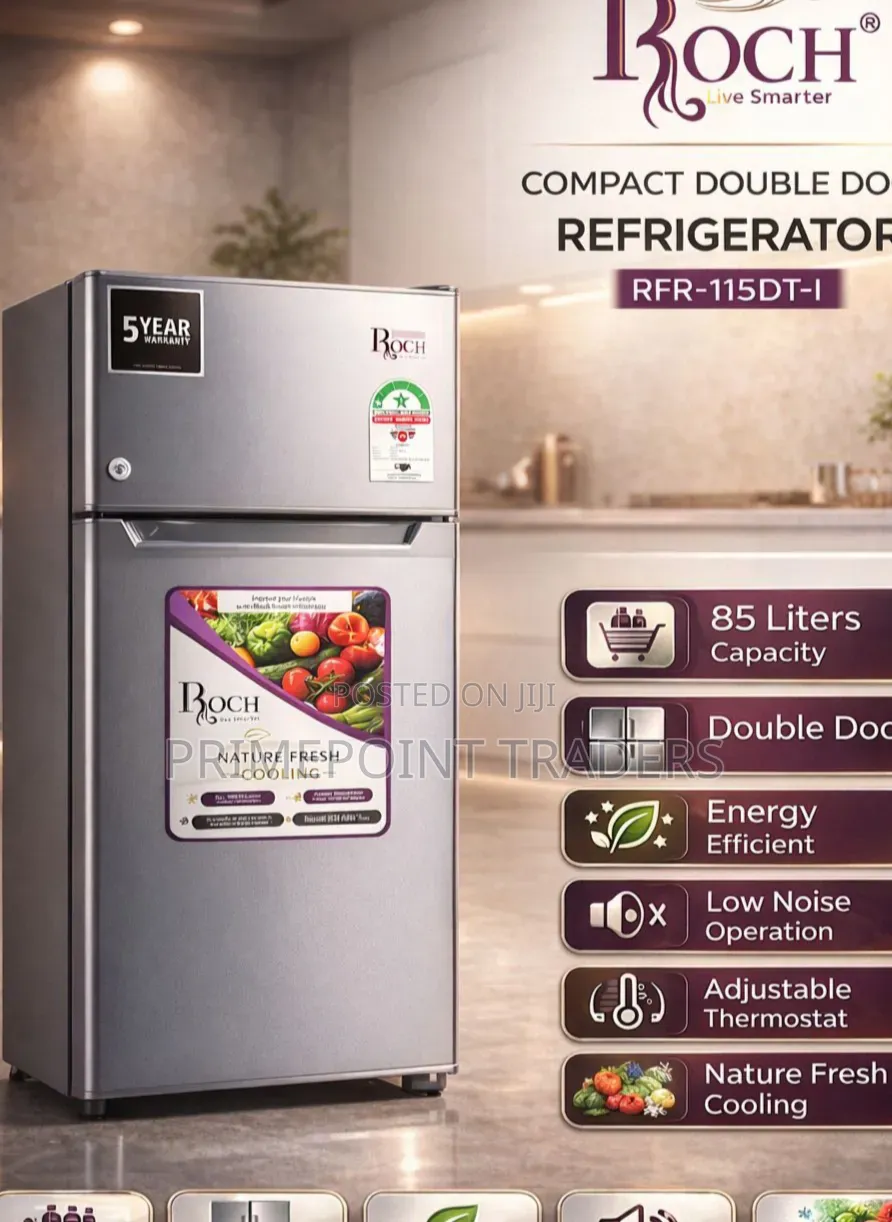 ROCH 90L Double Door Fridge – RFR-115-DT-I | Space-Saving Design