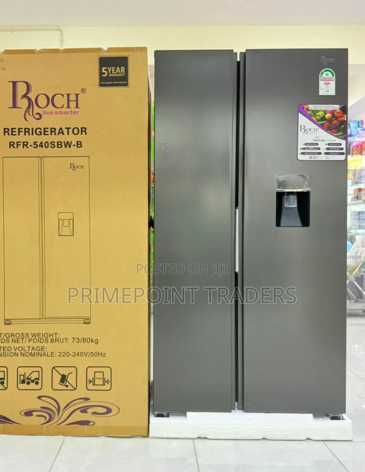 ROCH RFR-540SBW-B 439 Litres Side-by-Side Fridge – Spacious & Stylish