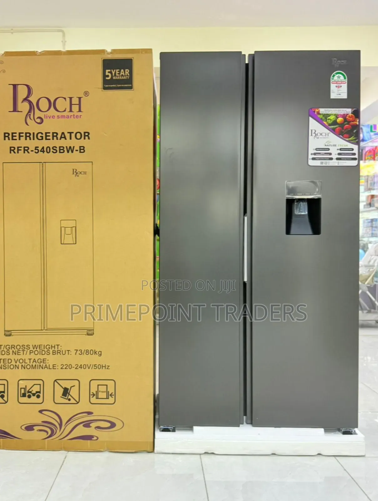 ROCH RFR-540SBW-B 439 Litres Side-by-Side Fridge – Spacious & Stylish
