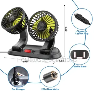 2 Speed Double Headed Vehicle Fan (Car Cigar Lighter DC Powered)