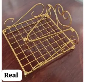 Love Shape Metallic Serviet Holder- Black and Gold
