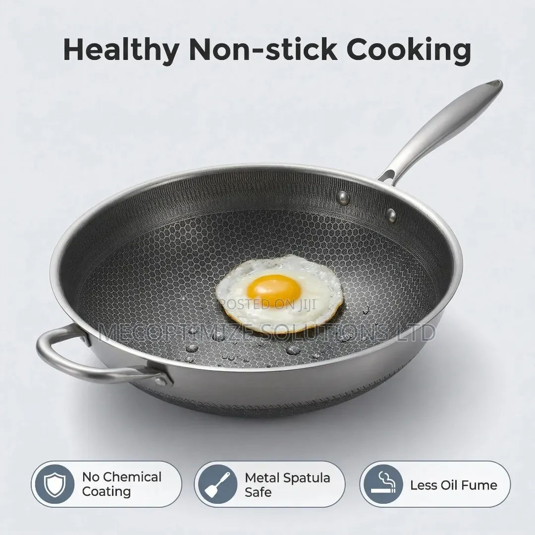 Stainless Steel Wok Pan, 28cm Nonstick Honeycomb Skillet, Cookware Pan