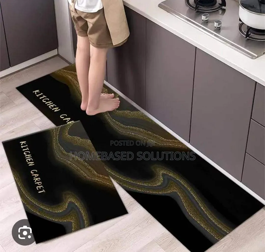 HEAVY Grip Rubber Underside Floor  2pcs Set  3D Kitchen Mat  NON SLIP
