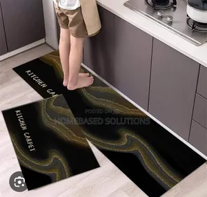 HEAVY Grip Rubber Underside Floor  2pcs Set  3D Kitchen Mat  NON SLIP