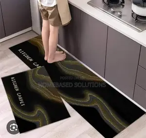 HEAVY Grip Rubber Underside Floor  2pcs Set  3D Kitchen Mat  NON SLIP