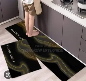 HEAVY Grip Rubber Underside Floor  2pcs Set  3D Kitchen Mat  NON SLIP