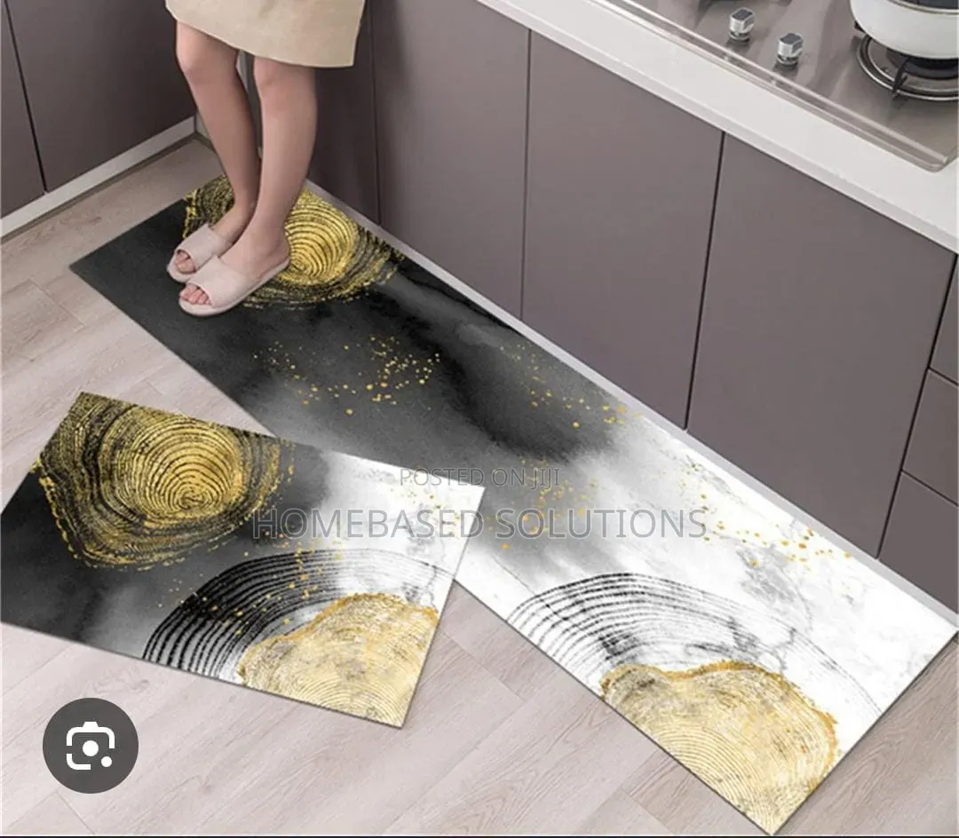HEAVY Grip Rubber Underside Floor  2pcs Set  3D Kitchen Mat  NON SLIP