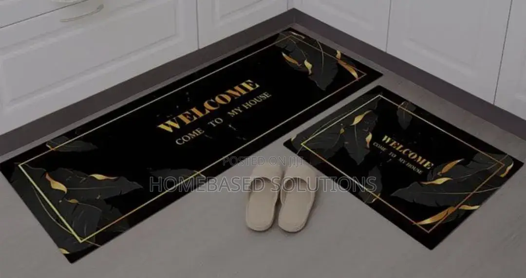 HEAVY Grip Rubber Underside Floor  2pcs Set  3D Kitchen Mat  NON SLIP