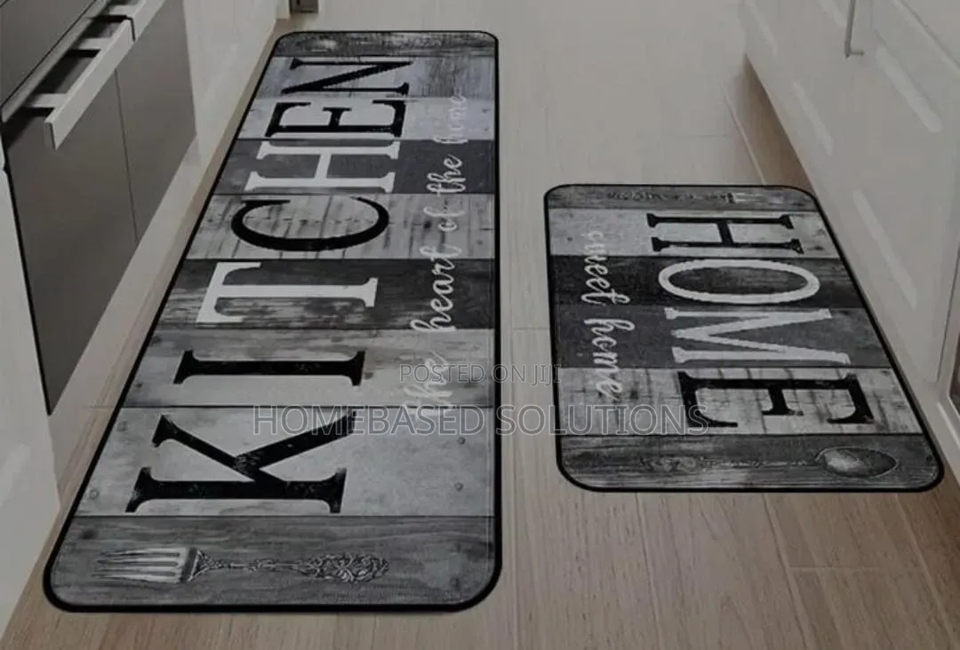 HEAVY Grip Rubber Underside Floor  2pcs Set  3D Kitchen Mat  NON SLIP