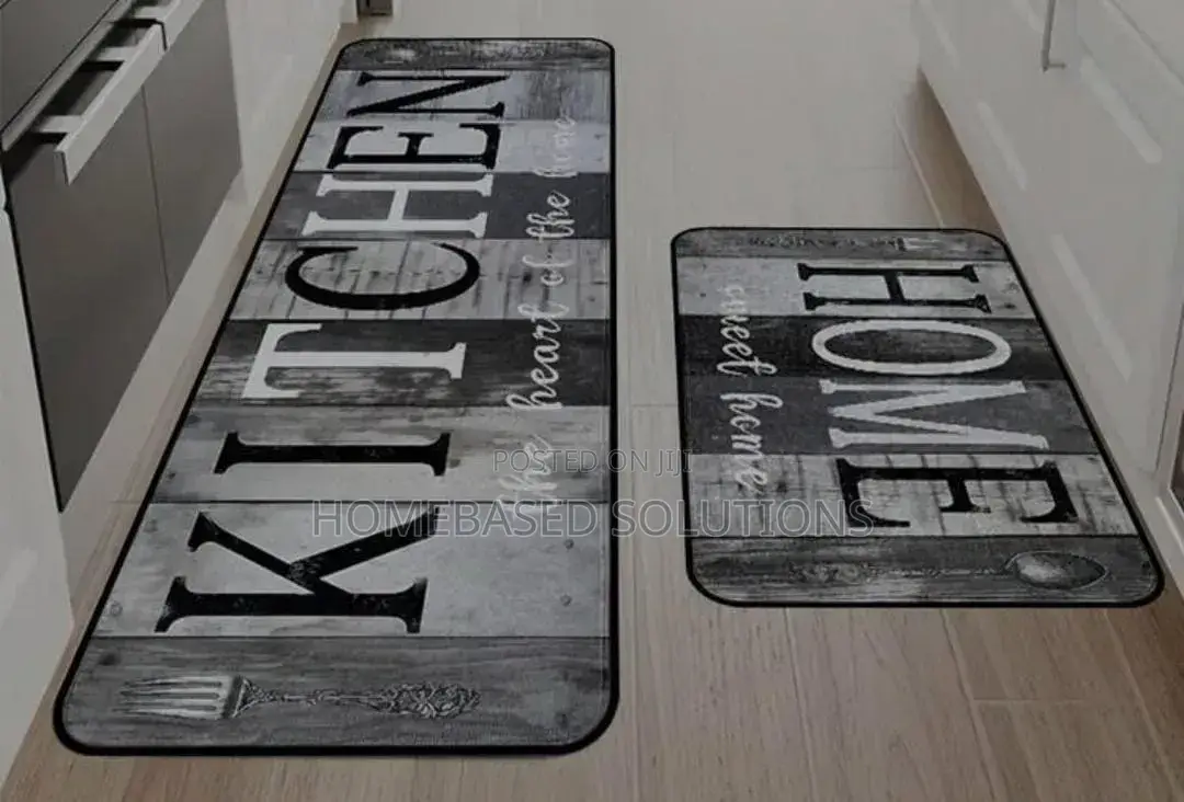 HEAVY Grip Rubber Underside Floor  2pcs Set  3D Kitchen Mat  NON SLIP