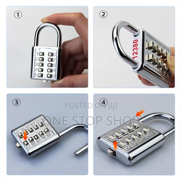 2pcs Button Combination Padlock With Steel Shackle &Tactile Button