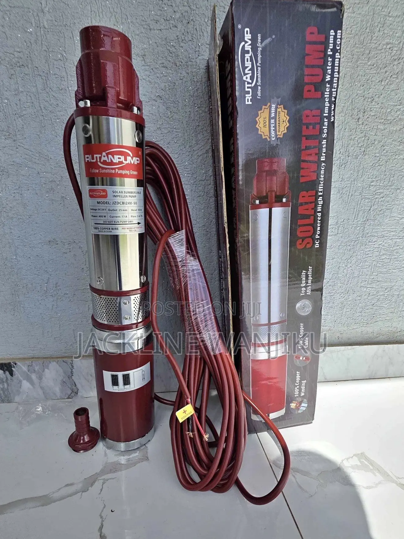 Solarsubmasible Pump Voltage DC 24v Power 400wts Outlet 25mm