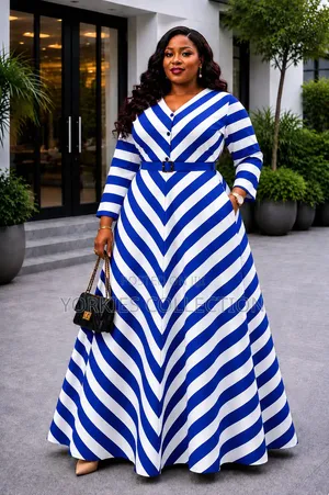 Maxi Dress With Diagonal Stripe Pattern.