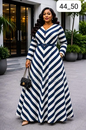 Maxi Dress With Diagonal Stripe Pattern.