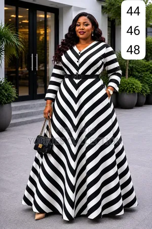 Maxi Dress With Diagonal Stripe Pattern.
