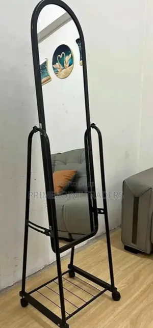 Modern Full-Length Mirror With Shoe Storage & Wheels – Elegant Design