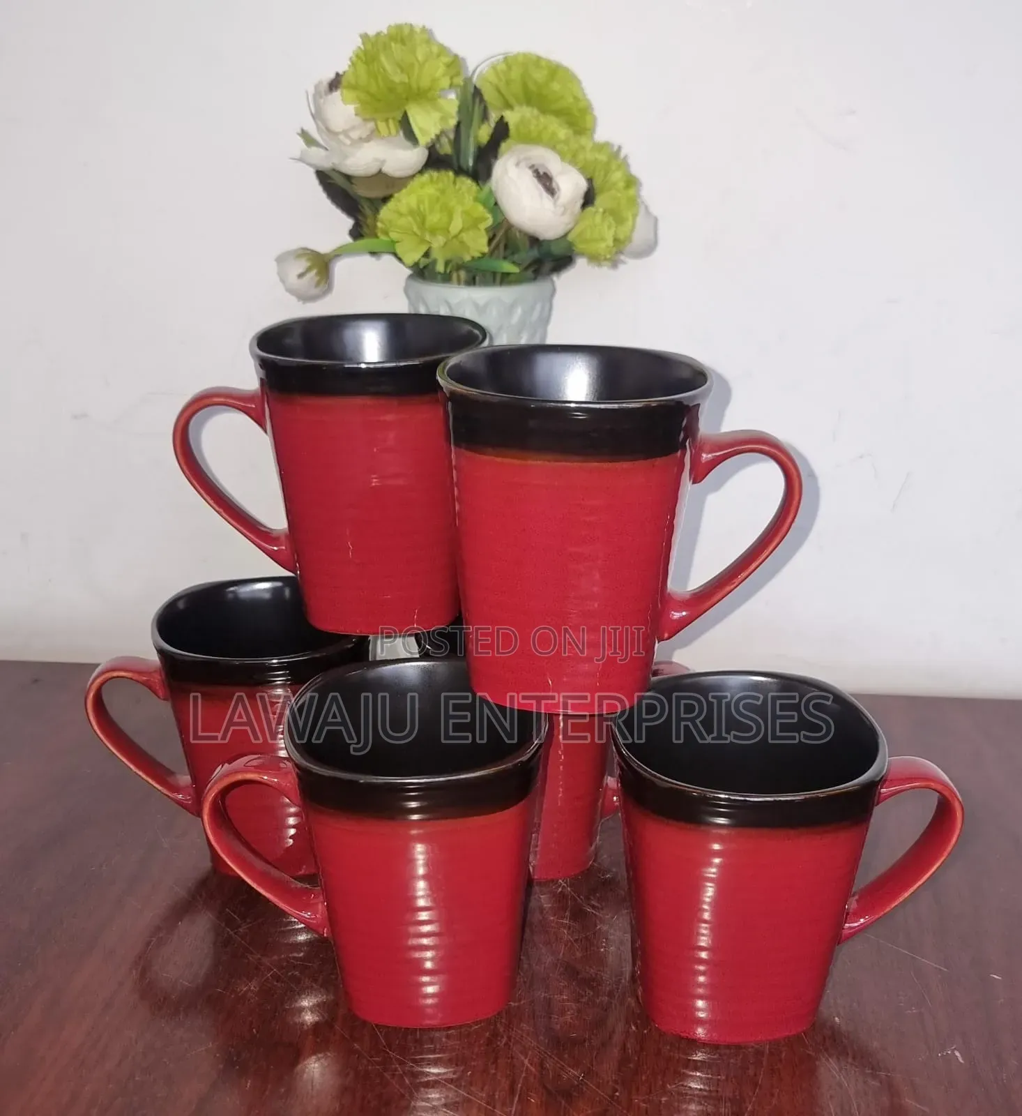 Red Stoneware Mugs