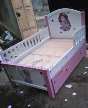 3×6 Kids Bed With Safety Rail & Underbed Cabinet Stylish & Space-Savin