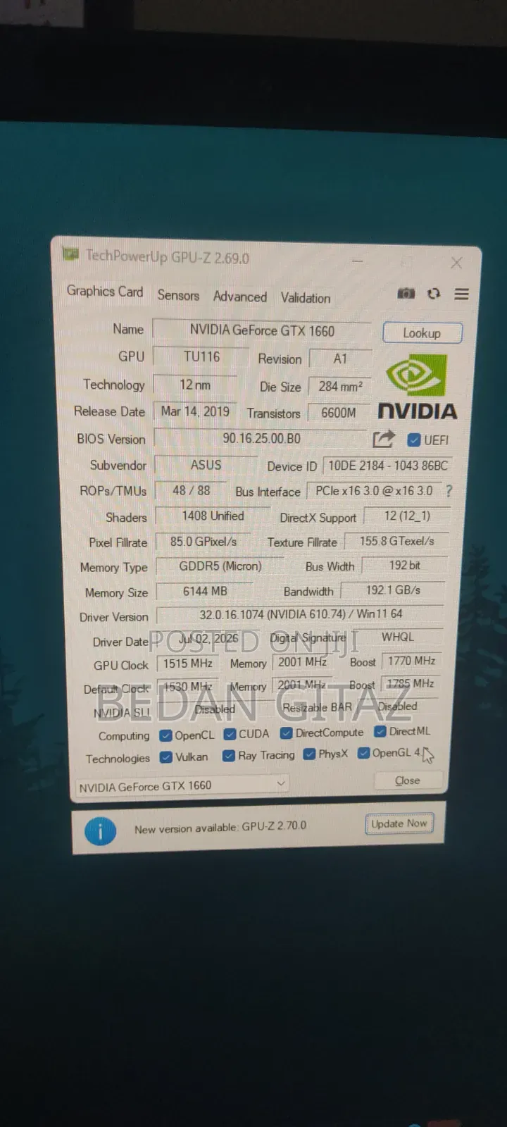Nvidia GeForce GTX 1660 6GB Graphics Card