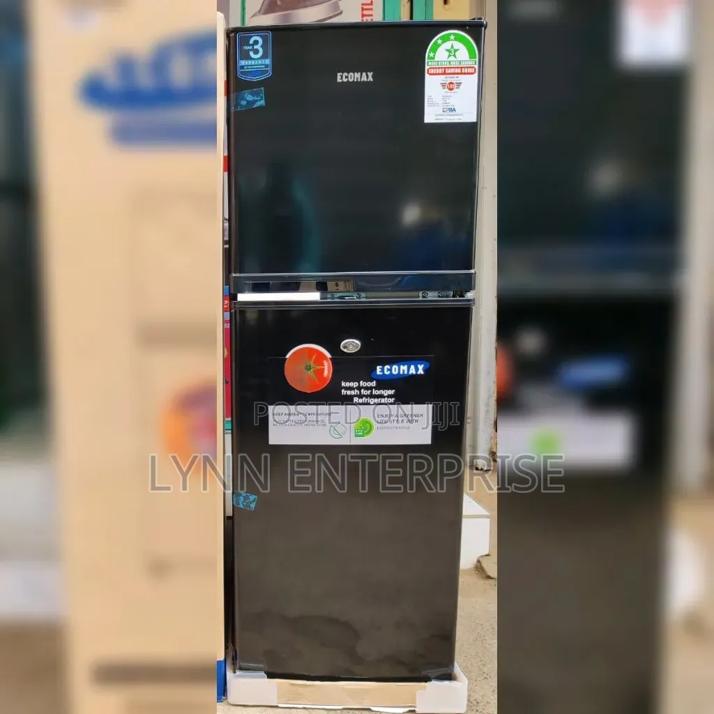 ECOMAX Double Door  Refrigerator - Black 138Litres Energy Saving