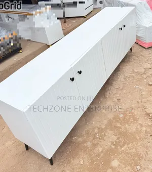 Executive Box TV Stand With Marble Top, White ,,