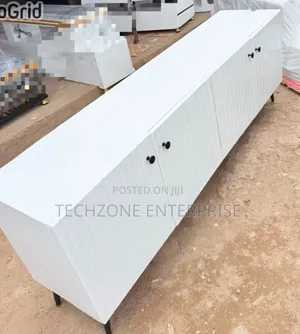 Executive Box TV Stand With Marble Top, White ,,