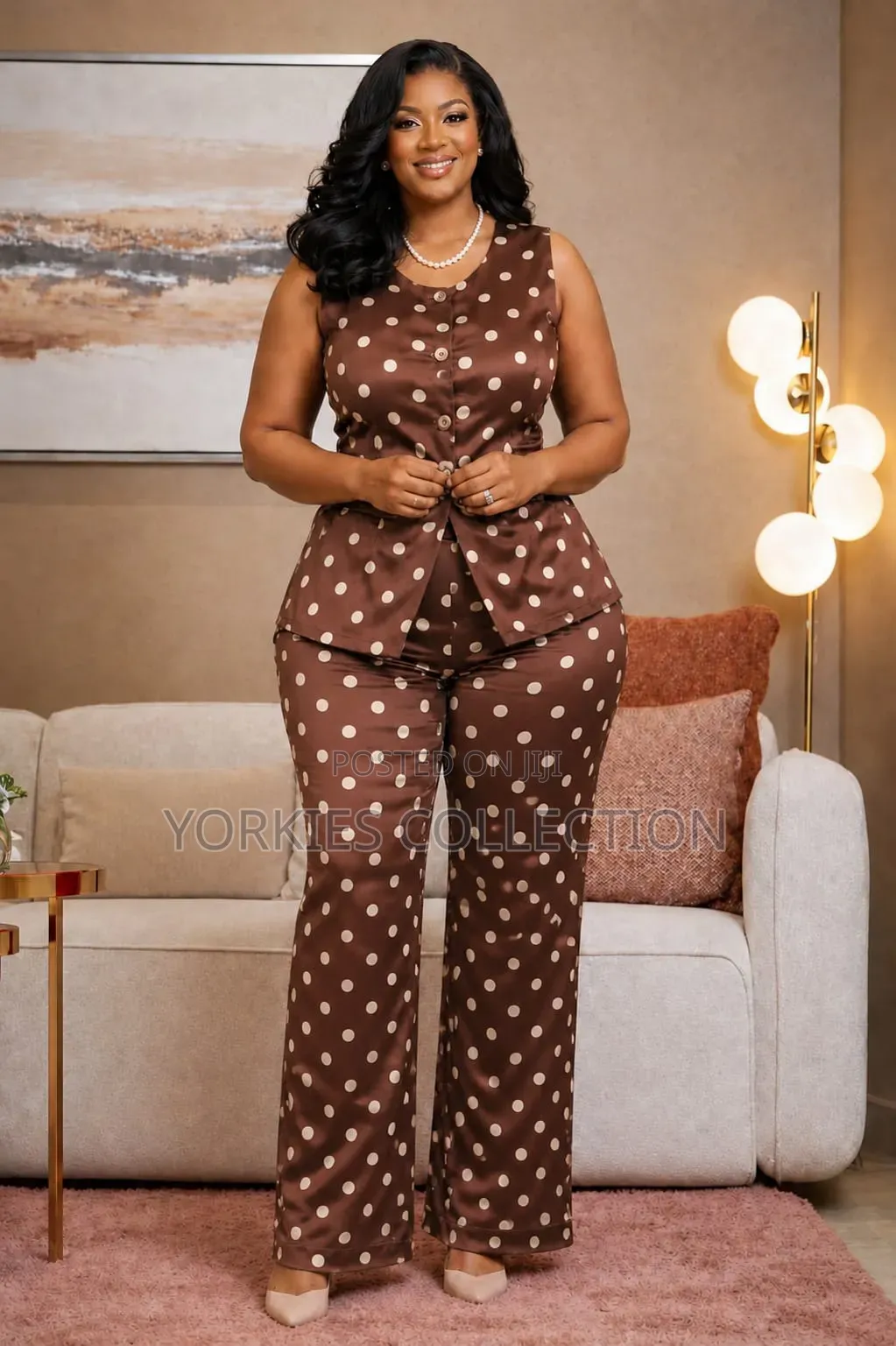 Premium Luxe Heavy Satin Polka Dot Two-Piece