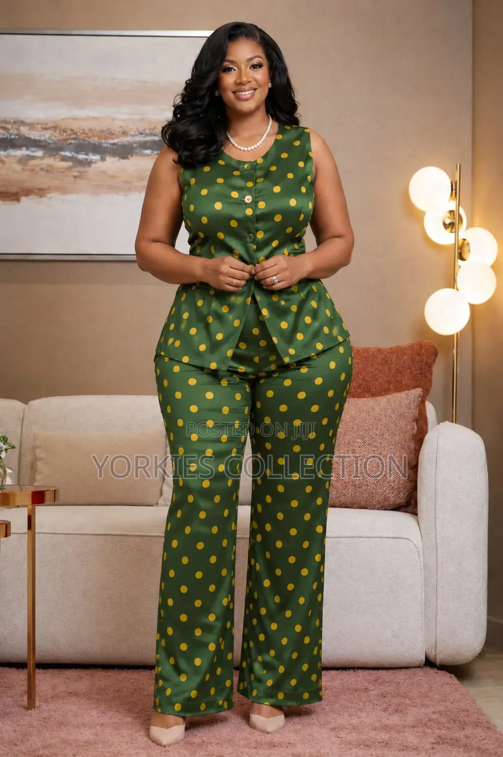 Premium Luxe Heavy Satin Polka Dot Two-Piece