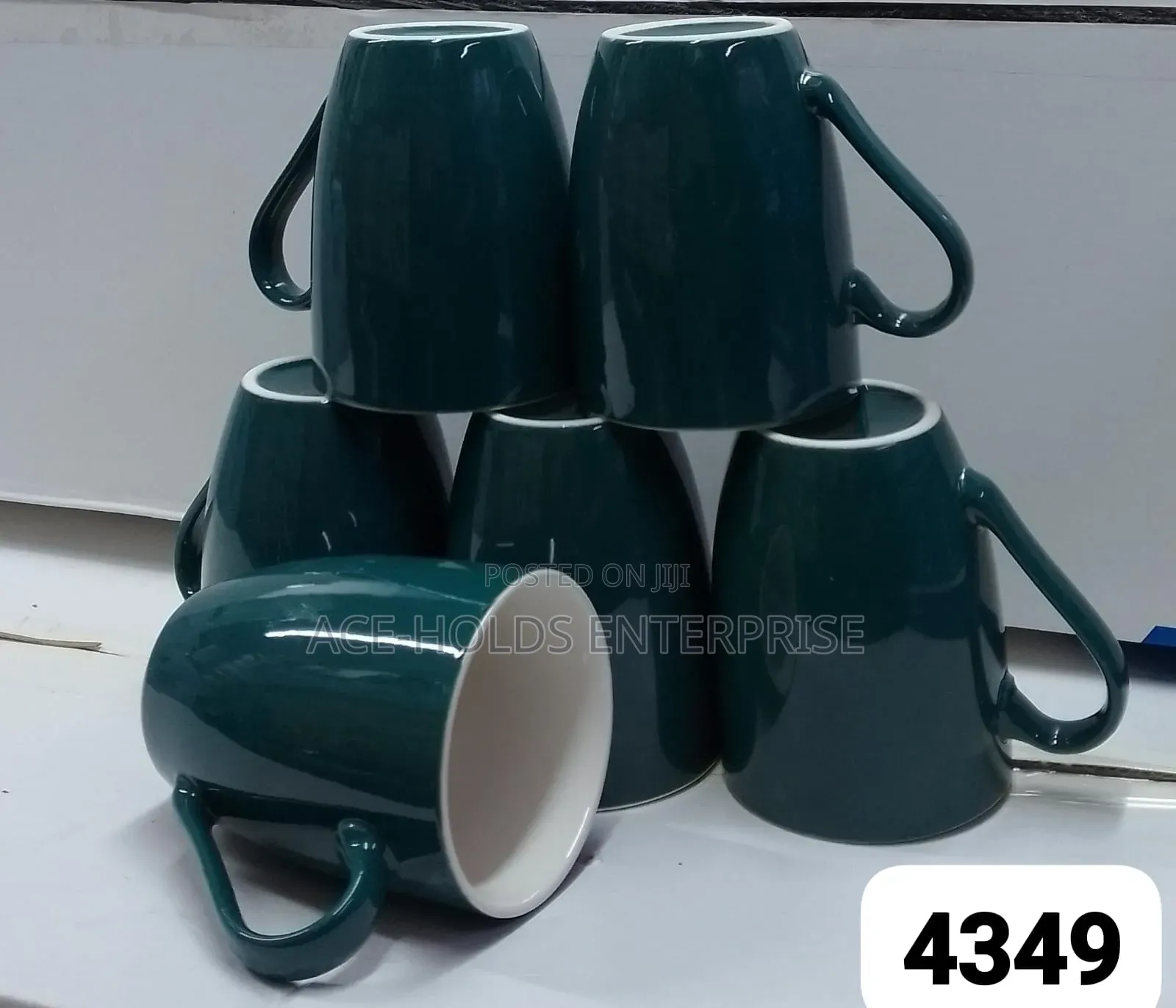 New Arrivals Emerald Green and White Mug 6 Cup Sets