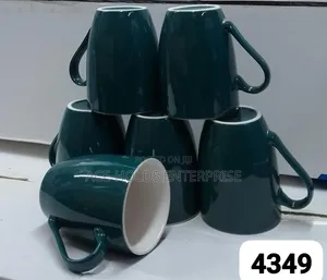 New Arrivals Emerald Green and White Mug 6 Cup Sets