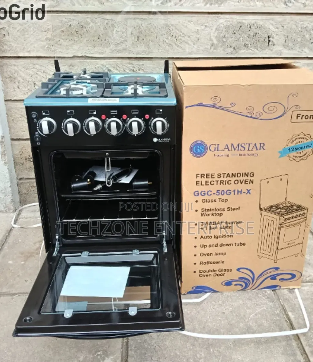Glamstar Black 50×55cm Standing Gas Cooker With 3G+1E Cooker ,,