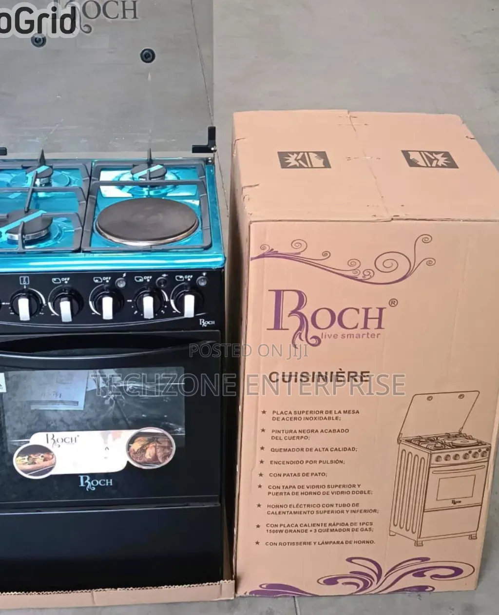 Roch Black 50×55cm Standing 3+1 Cooker With Auto Ignition,,