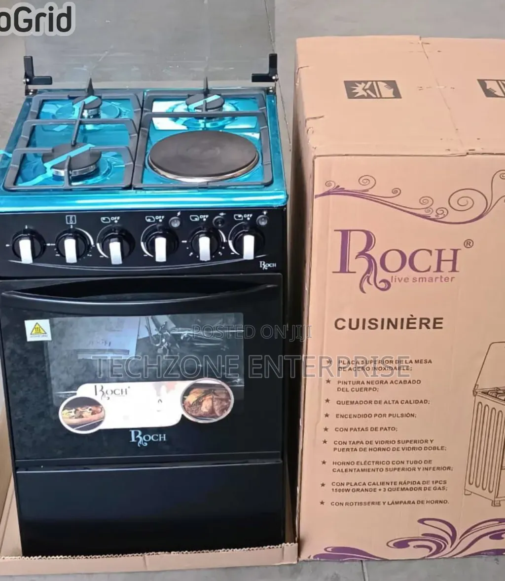 Roch Black 50×55cm Standing 3+1 Cooker With Auto Ignition,,