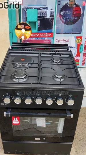 Mika Black 3G+1E Standing Cooker 60X60cm Jet Burners &Auto Ignition,,