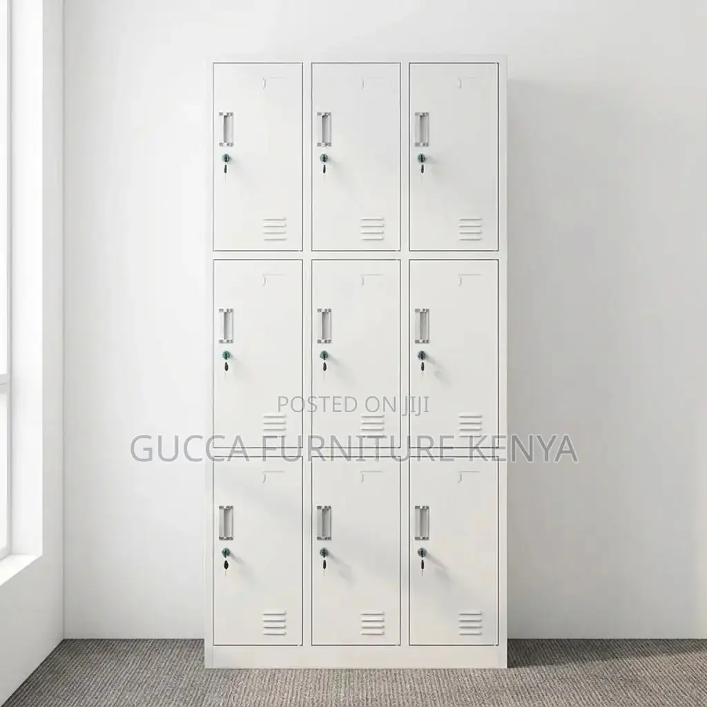 9 Door's Metallic White Gym Locker.