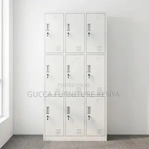 9 Door's Metallic White Gym Locker.