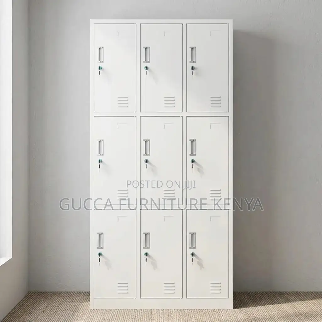 9 Door's Metallic White Gym Locker.