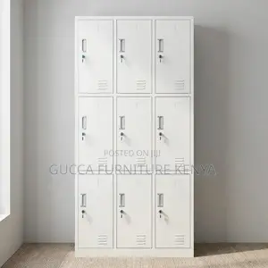 9 Door's Metallic White Gym Locker.