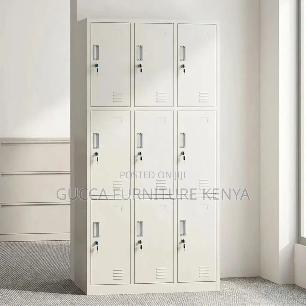 9 Door's Metallic White Gym Locker.