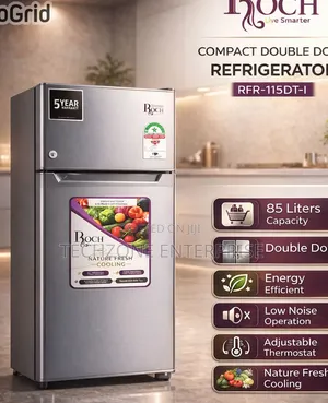 Roch 90 Litres Double Door RFR-115 Dt-1 Refrigerator, Silver,,