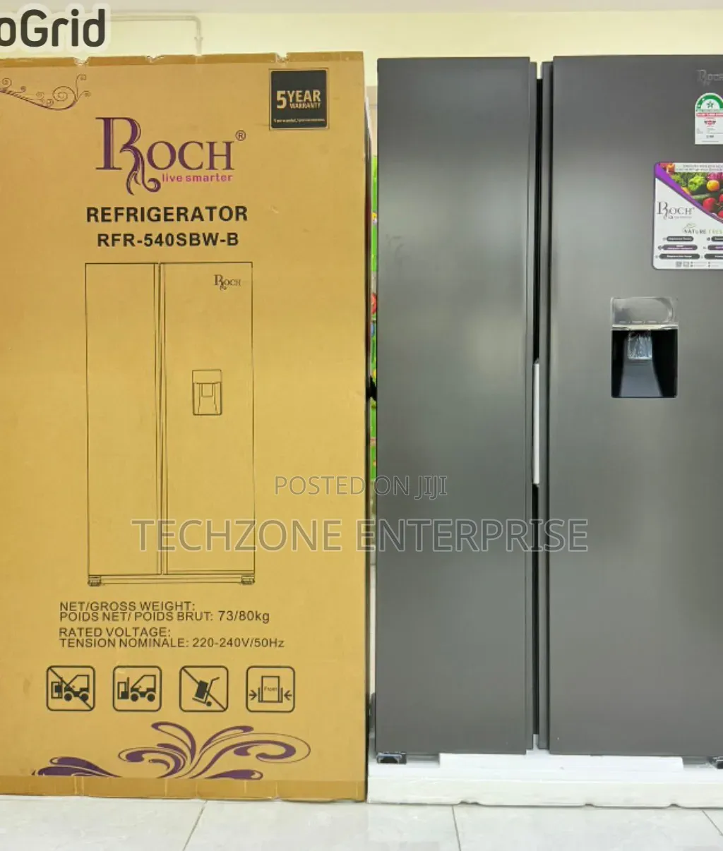 Roch Side by Side 439L (RFR-540SBW-B) Refrigerator With Dispenser ,,