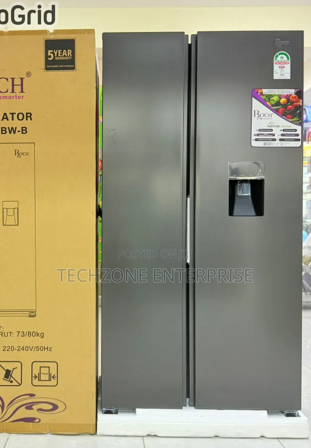 Roch Side by Side 439L (RFR-540SBW-B) Refrigerator With Dispenser ,,