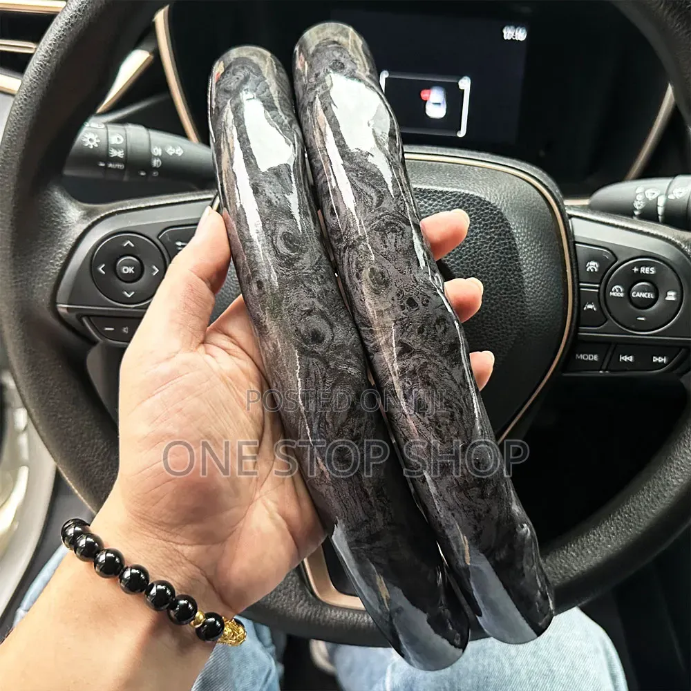 Pair of Segmented Car Steering Wheel Booster Covers Black Marble