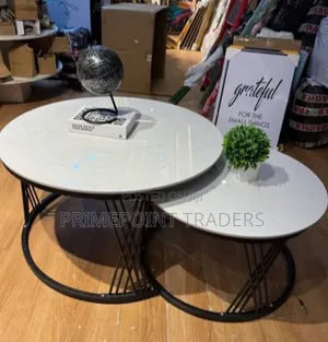 Modern Luxury 2-in-1 Pure Marble Nesting Tables With Black Stand