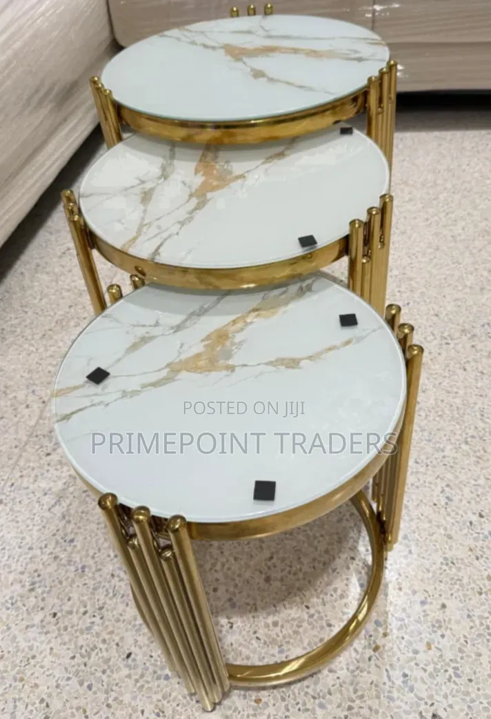 Modern Luxury 3-Piece Pure Marble Executive Table Set