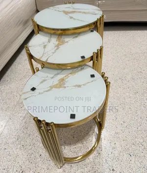 Premium 3-in-1 Pure Marble Coffee & Side Table Set